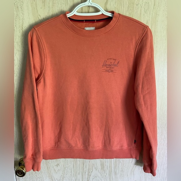 Women’s Herschel Supply Co Logo Burnt Orange Salmon Crewneck Sweater Size Small - Picture 1 of 10